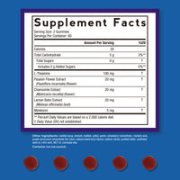 Supplement Facts | 5 mg MG of Melatonin, with L-Theanine and Chamomile, Passionflower & Lemon Balm | 60 servings
