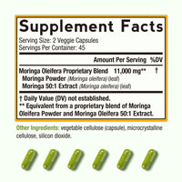 Moringa Supplement Facts, 11,000mg Moringa Powder & Extract, 45 servings