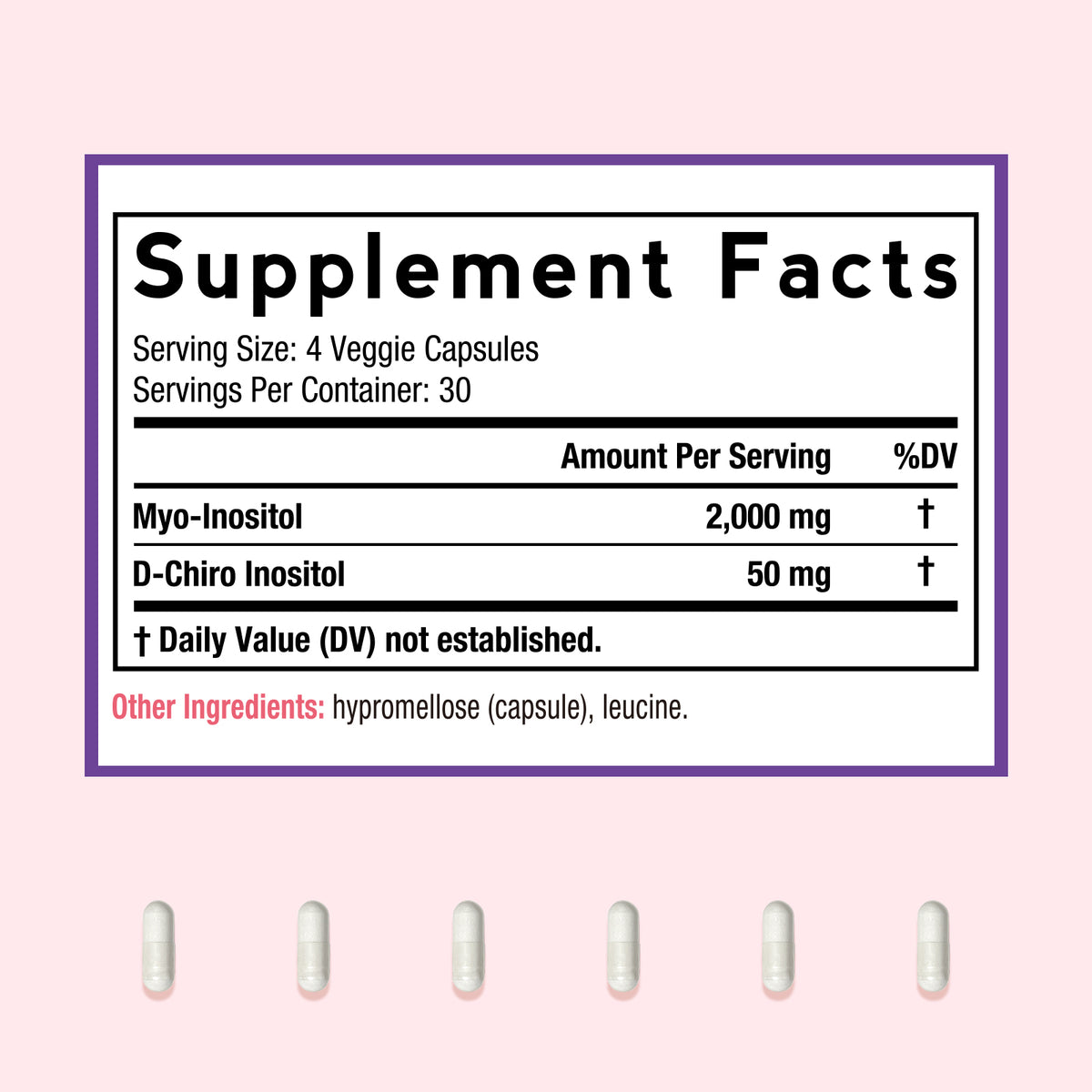 Doctor's Recipes Inositol Supplement Facts,  Myo-Inositol & D-Chiro, 120 Veggie Capsules