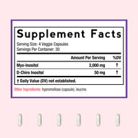 Doctor's Recipes Inositol Supplement Facts,  Myo-Inositol & D-Chiro, 120 Veggie Capsules