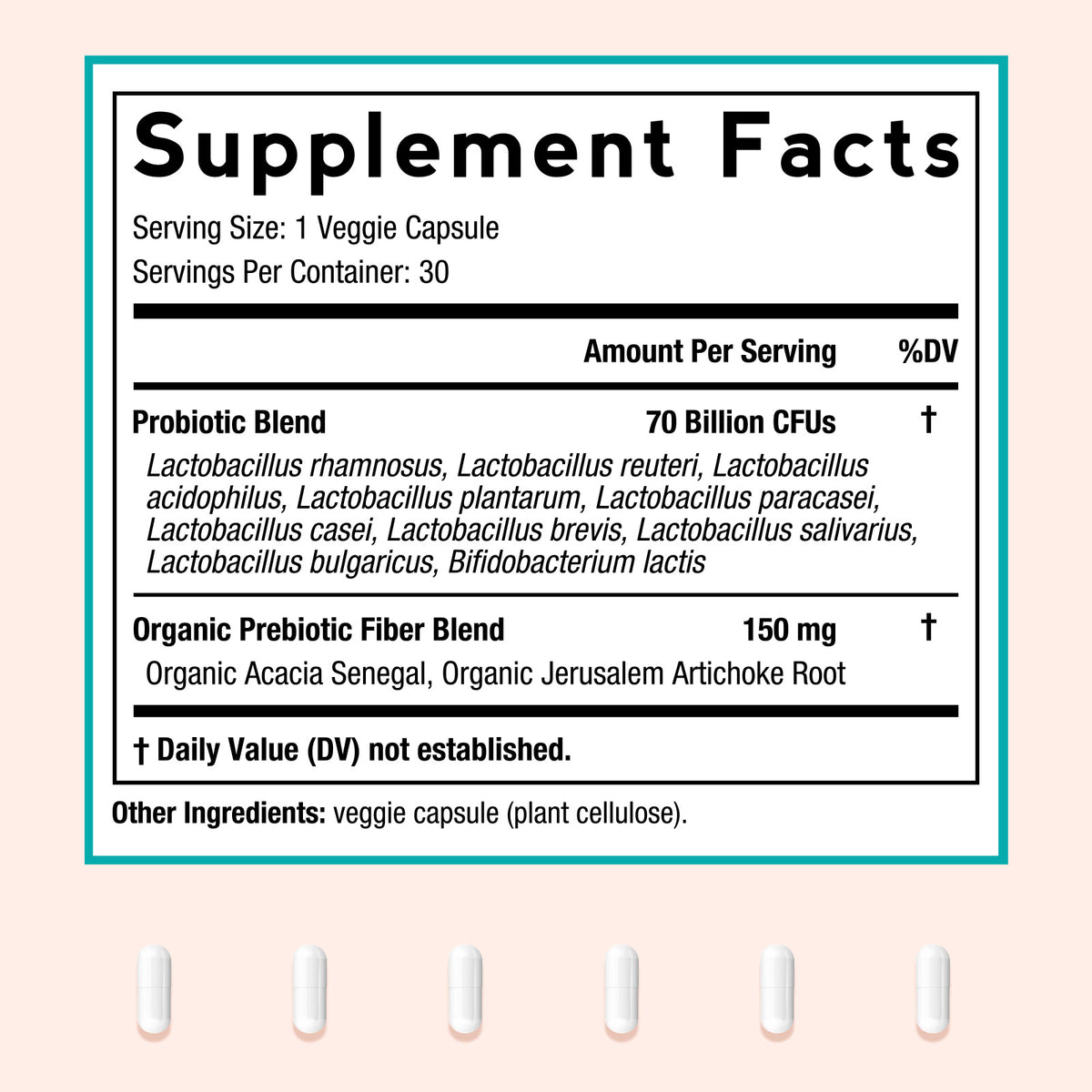Doctor’s Recipes Women's Probiotics Supplement Facts, Probiotics Organic Prebiotics, 30 Capsules