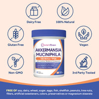 Doctor's Recipes Akkermansia Probiotic is free of GMO gluten soy dairy