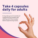 Take 4 Doctor's Recipes Inositol capsules daily for adults