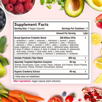 Doctor’s Recipes Women's Probiotics Supplement Facts, Probiotics Prebiotic Digestive Enzymes Cranberry, 30 Capsules