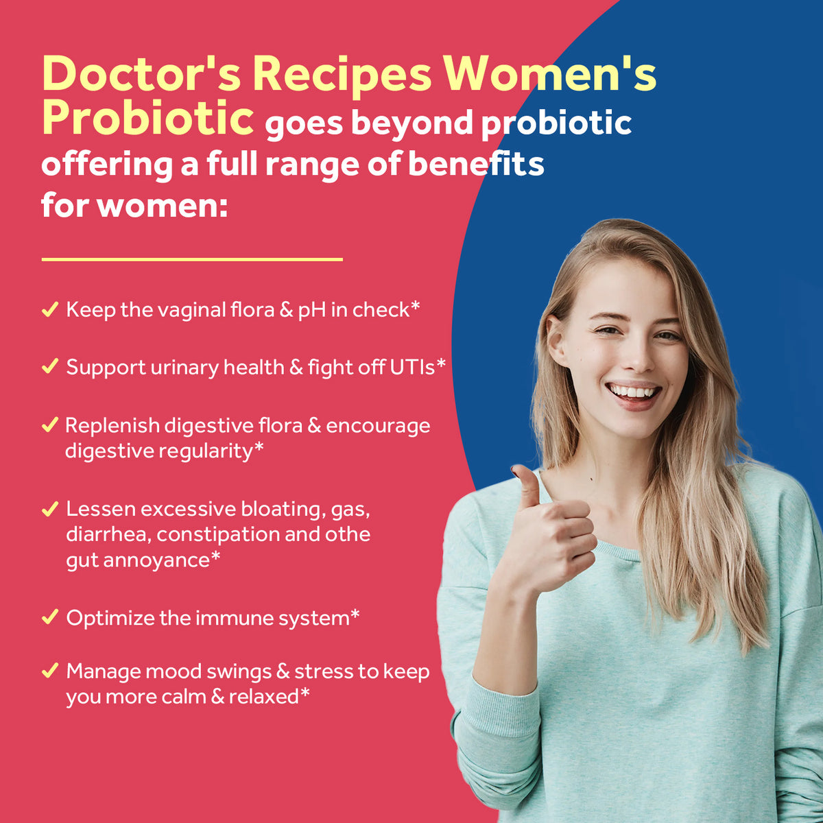 Doctor's Recipes Women's Probiotics promote digestion vaginal urinary tract mood health