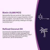 Doctor’s Recipes Biotin works in synergy with coconut oil to achieve optimal hair, skin & nail benefits