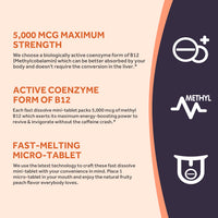 Doctor’s Recipes Methyl B12 contains 5000 mcg B12 as Methylcobalamin per fast-melting micro-tablet