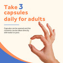 Take 3 Doctor's Recipes Multi Collagen Peptide capsules daily for adults